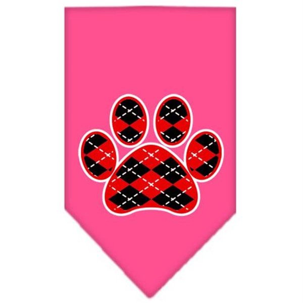 Unconditional Love Argyle Paw Red Screen Print Bandana Bright Pink Large UN786091
